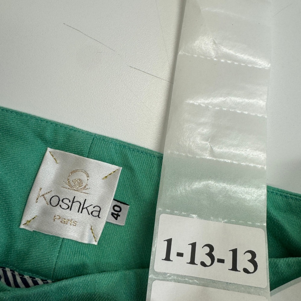 Koshka Mashka Paris Pants Womens 40 FR Green French Raw Hem Retro Straight Leg - Picture 4 of 9